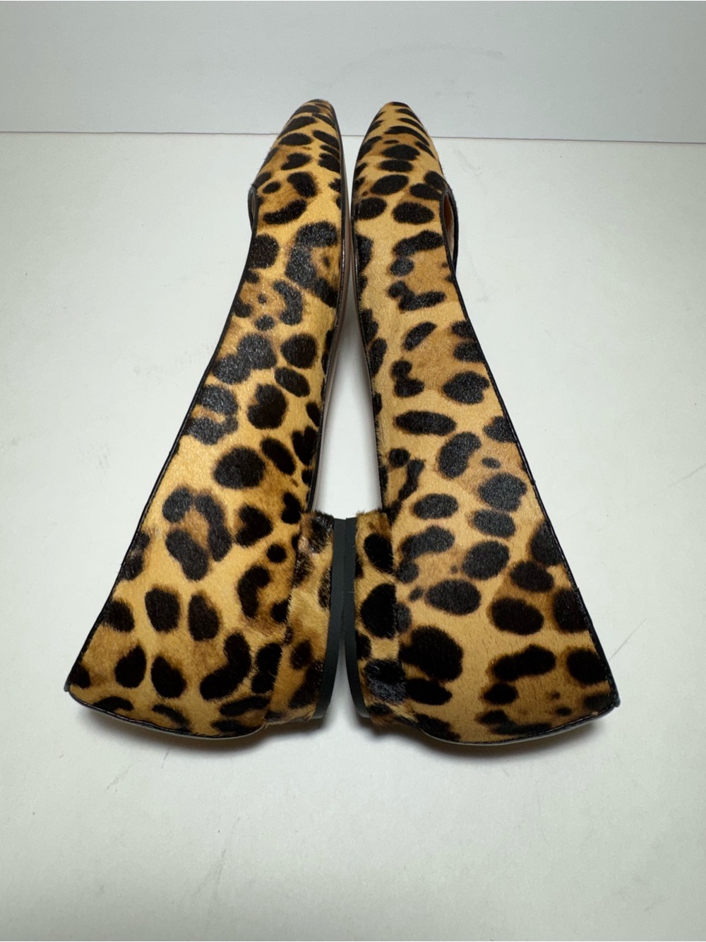J. Crew Leopard Print Flats Pointed Toe Calf Hair Black/Tan Size 10 - Picture 8 of 14